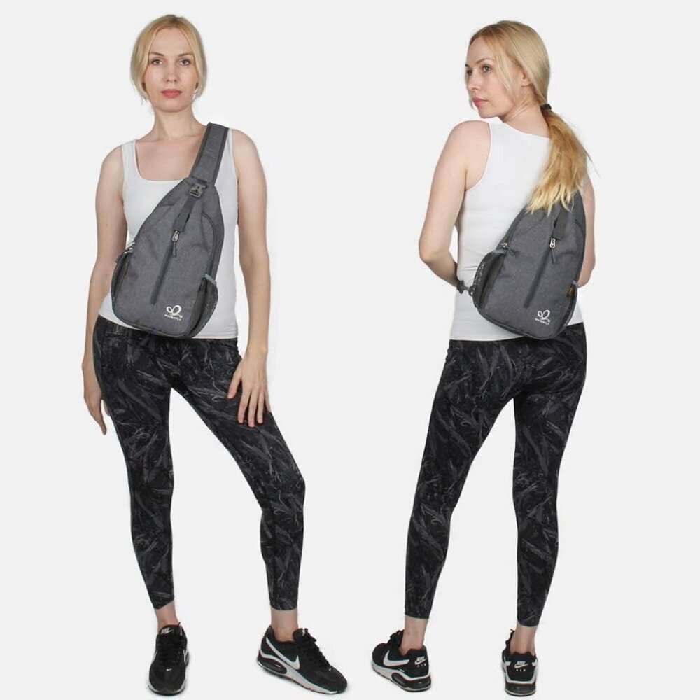 Waterfly Men Women Dark Gray Crossbody Adjustable Strap Hiking Sling Backpack - Picture 6 of 6